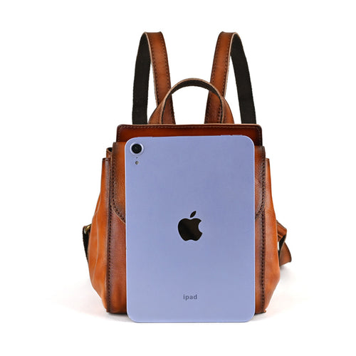 👉 Vintage Full-Grain Leather Mini Backpack | Convertible Crossbody Purse for Women